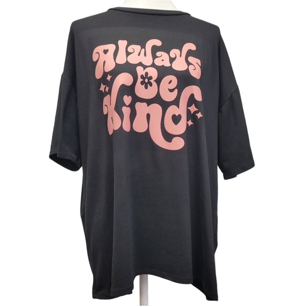 Hand Printed Upcycled Womens Medium Always Bee Kind Short Sleeve Tee Shirt